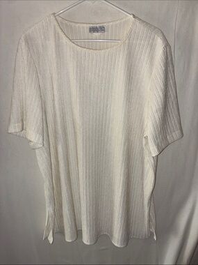 Jessica Michelle  Ivory Ribbed Short-Sleeve Top